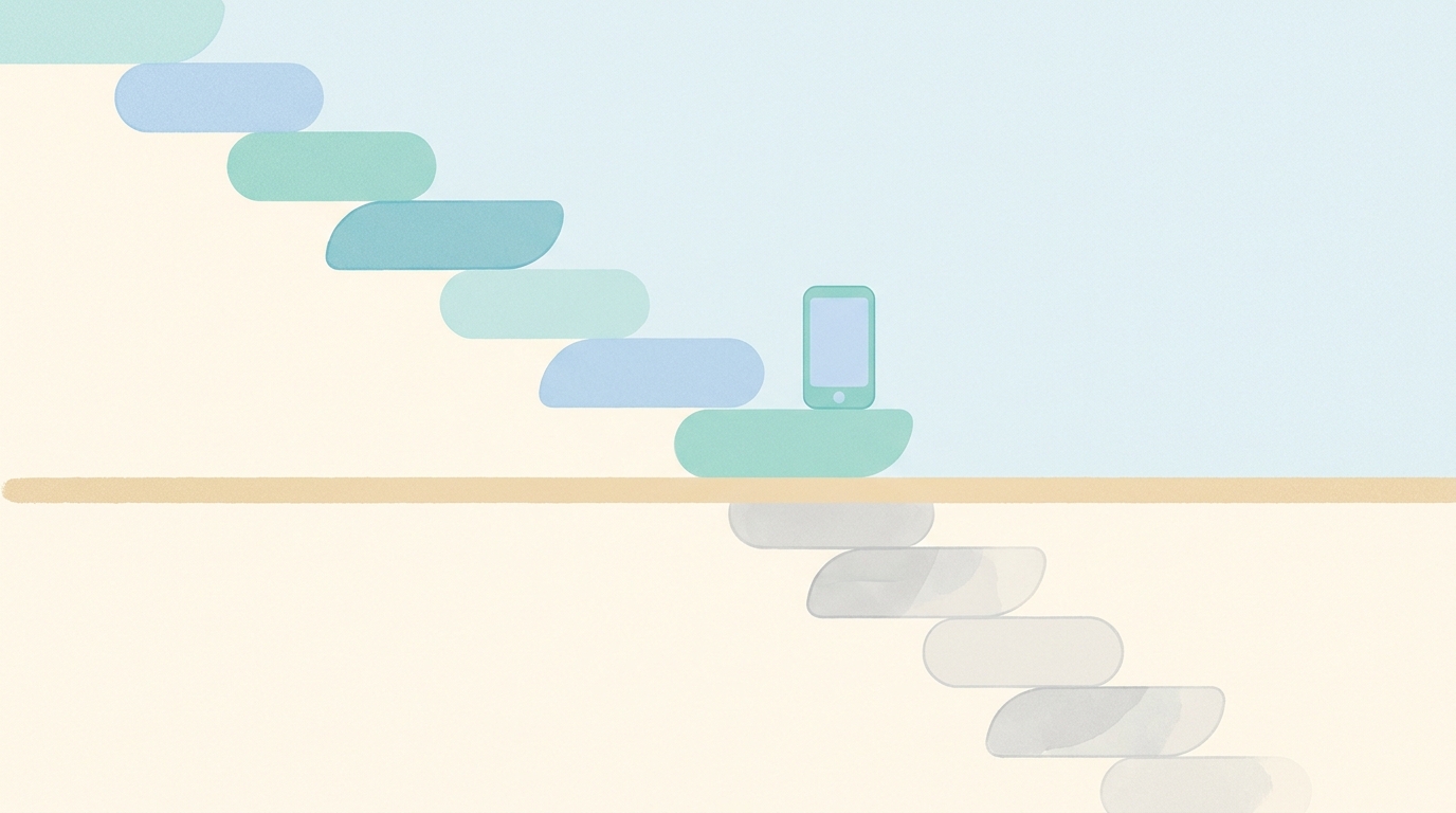 요금제를 내릴 수 있는 하한선을 계단과 바닥선으로 표현한 차액정산금 일러스트